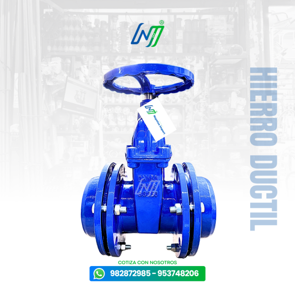 Válvula Compuerta con adaptador brida para tubería HDPE Hierro Ductil